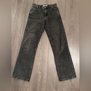 Black Denim Straight-Leg Jeans